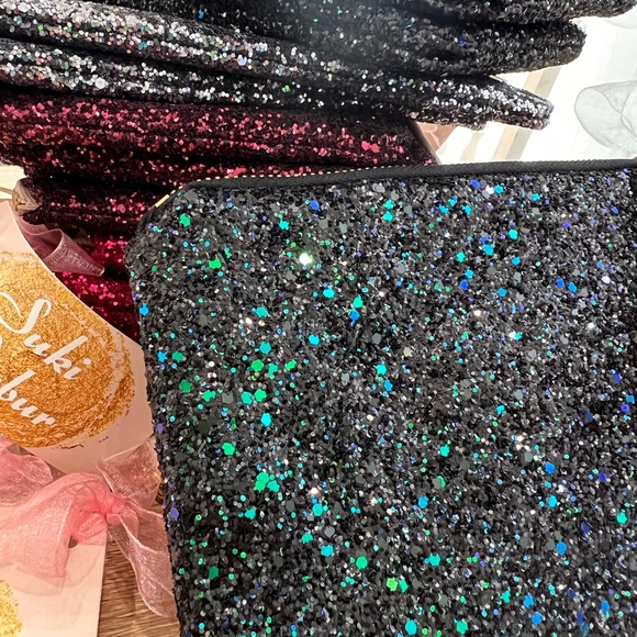 Handcrafted! 🤩Gorgeous Steel Silver Glitter Makeup Bag or Evening Clutch - Picture 5 of 12